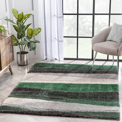 Pompous Green & Charcoal Shaggy Carpet