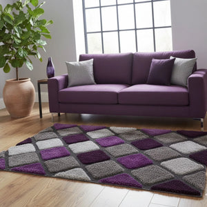 Purple with Gray 3D Cut Shaggy Carpet