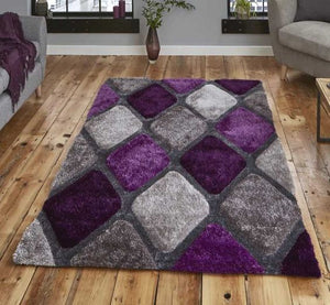 Purple with Gray 3D Cut Shaggy Carpet