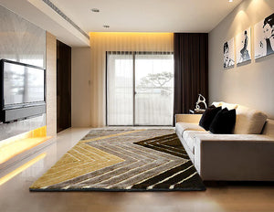 Brown 3D Zigzag Shaggy Carpet