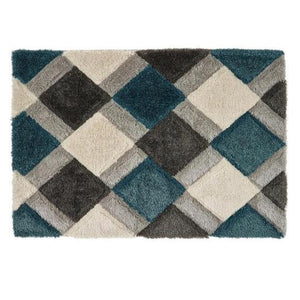 Freston Teal & White Shaggy Carpet