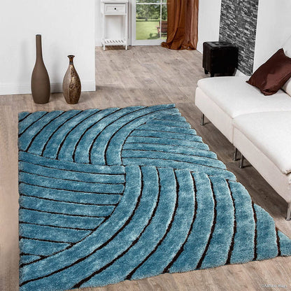 Swirl Teal Blue Shaggy Carpet