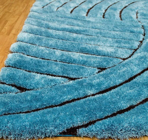 Swirl Teal Blue Shaggy Carpet