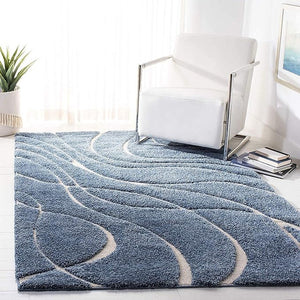 Swirl Blue Shaggy Carpet