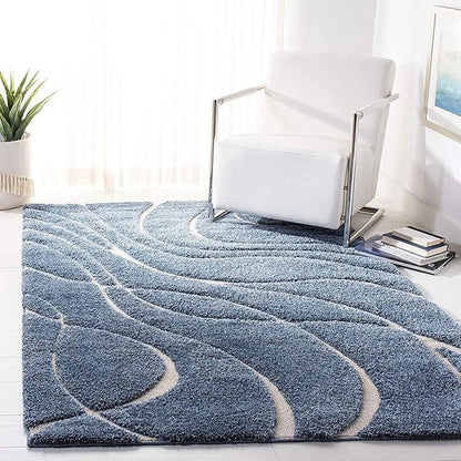 Swirl Blue Shaggy Carpet