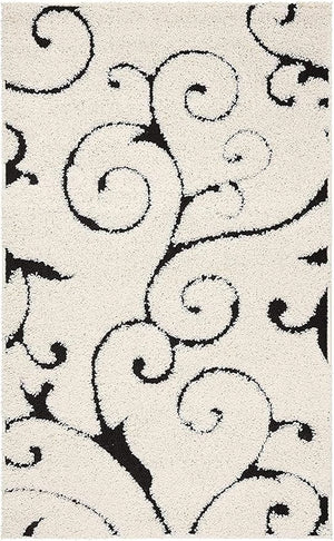 Floral Ivory Shaggy Carpet