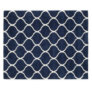 White & Blue Moroccan Shaggy Carpet