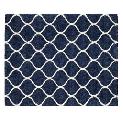 White & Blue Moroccan Shaggy Carpet