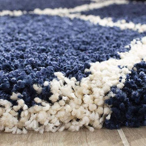 White & Blue Moroccan Shaggy Carpet