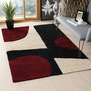 Nest Black & Maroon Shaggy Carpet