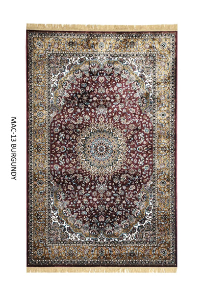 Burgundy & Gold Persian Silk Carpet