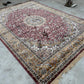 Burgundy & Gold Persian Silk Carpet