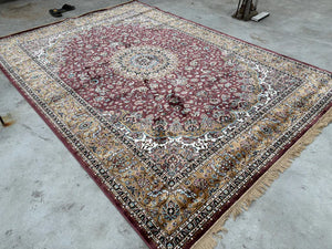 Burgundy & Gold Persian Silk Carpet