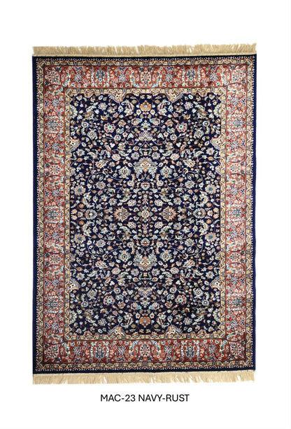 Navy Blue Persian Silk Carpet