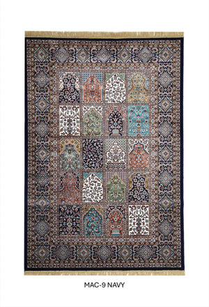 Navy Blue Persian Silk Carpet