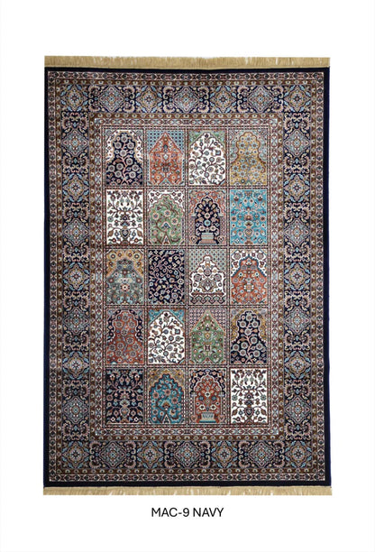 Navy Blue Persian Silk Carpet