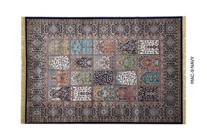 Navy Blue Persian Silk Carpet